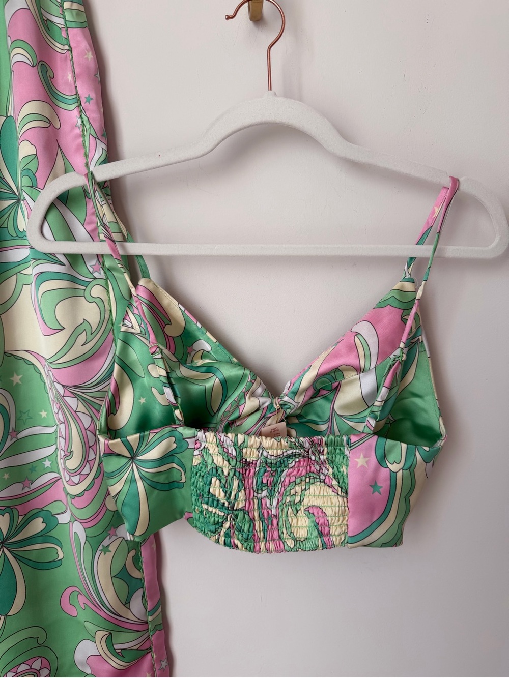 Camila Coelho Green & Pink Swirl Pucci crop top and wide leg pant Set - Picture 5 of 10